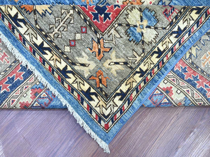 Blue 9'1" x 11'9" Tribal & Geometric Hand knotted Wool Rug - Sku: O022453