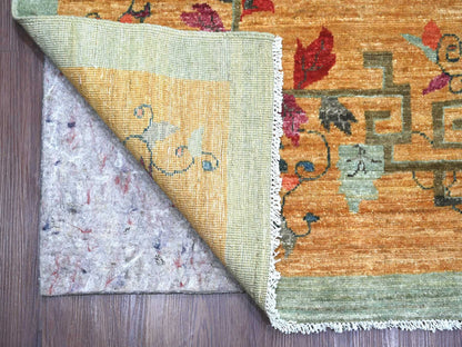 Green 10'2" x 13'11" Oushak And Peshawar Hand knotted Wool Rug - Sku: O022455