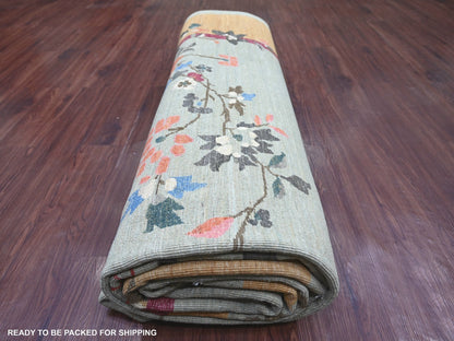 Green 10'2" x 13'11" Oushak And Peshawar Hand knotted Wool Rug - Sku: O022455
