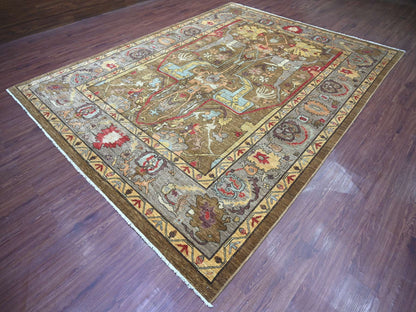 Brown 9'2" x 11'11" Tribal & Geometric Hand knotted Wool Rug - Sku: O022458