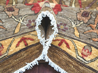 Brown 9'2" x 11'11" Tribal & Geometric Hand knotted Wool Rug - Sku: O022458