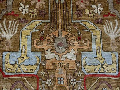 Brown 9'2" x 11'11" Tribal & Geometric Hand knotted Wool Rug - Sku: O022458