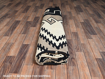 Brown 9'0" x 12'2" Flat Weave Hand woven Wool Rug - Sku: O02245