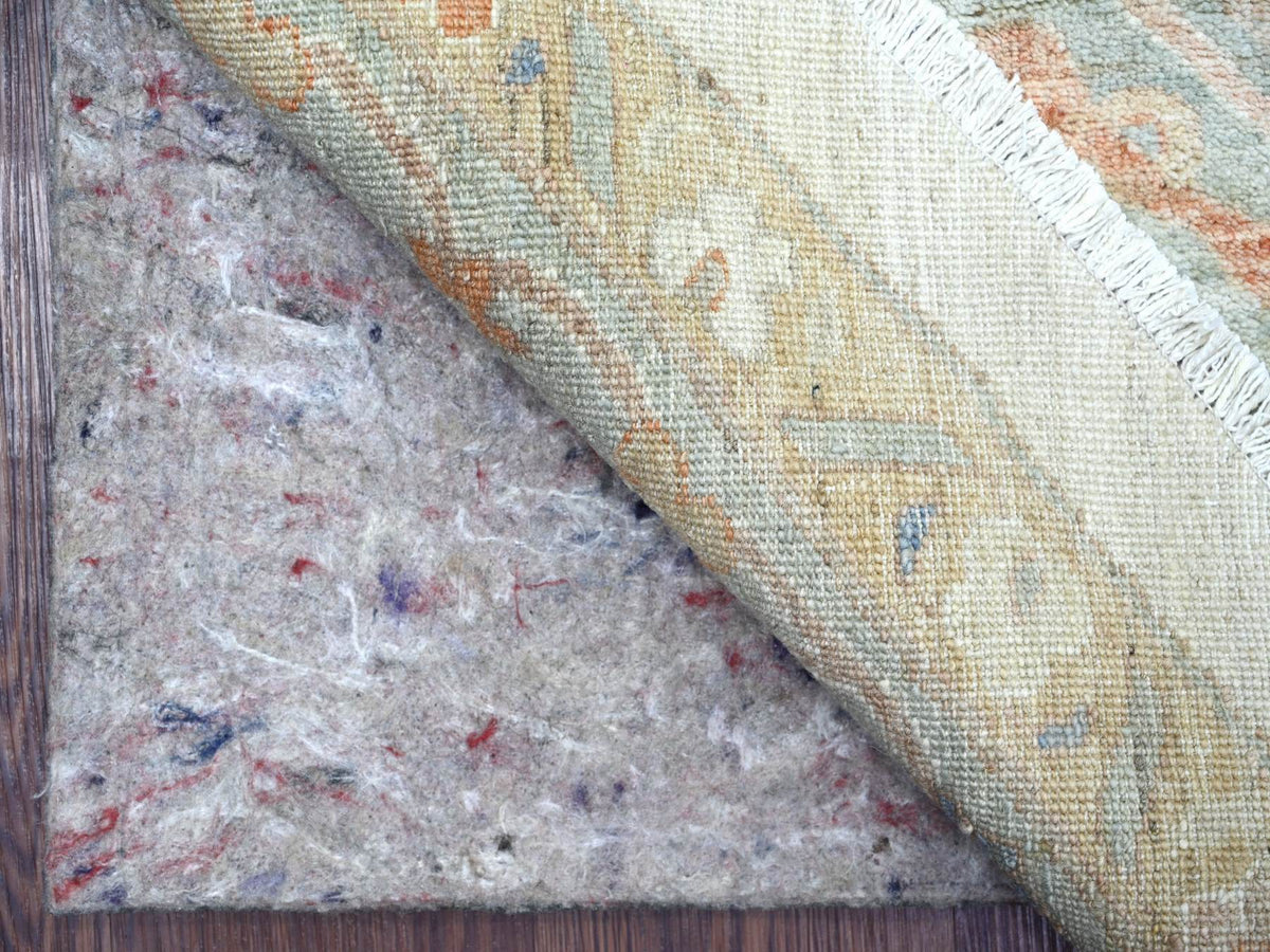 Peshawar Oushak hand-knotted wool rug in Ivory & Light Blue, 9'11" x 10'1" — SKU O022460 (view 4)