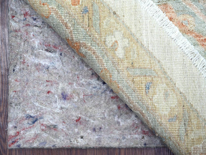 Peshawar Oushak hand-knotted wool rug in Ivory & Light Blue, 9'11" x 10'1" — SKU O022460 (view 4)