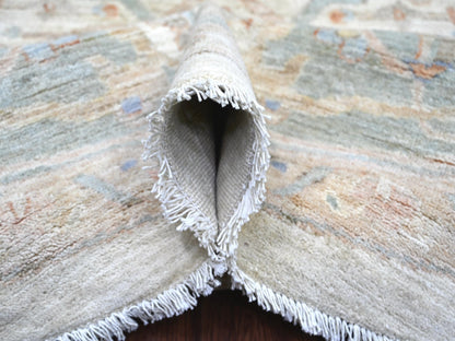 Peshawar Oushak hand-knotted wool rug in Ivory & Light Blue, 9'11" x 10'1" — SKU O022460 (view 5)