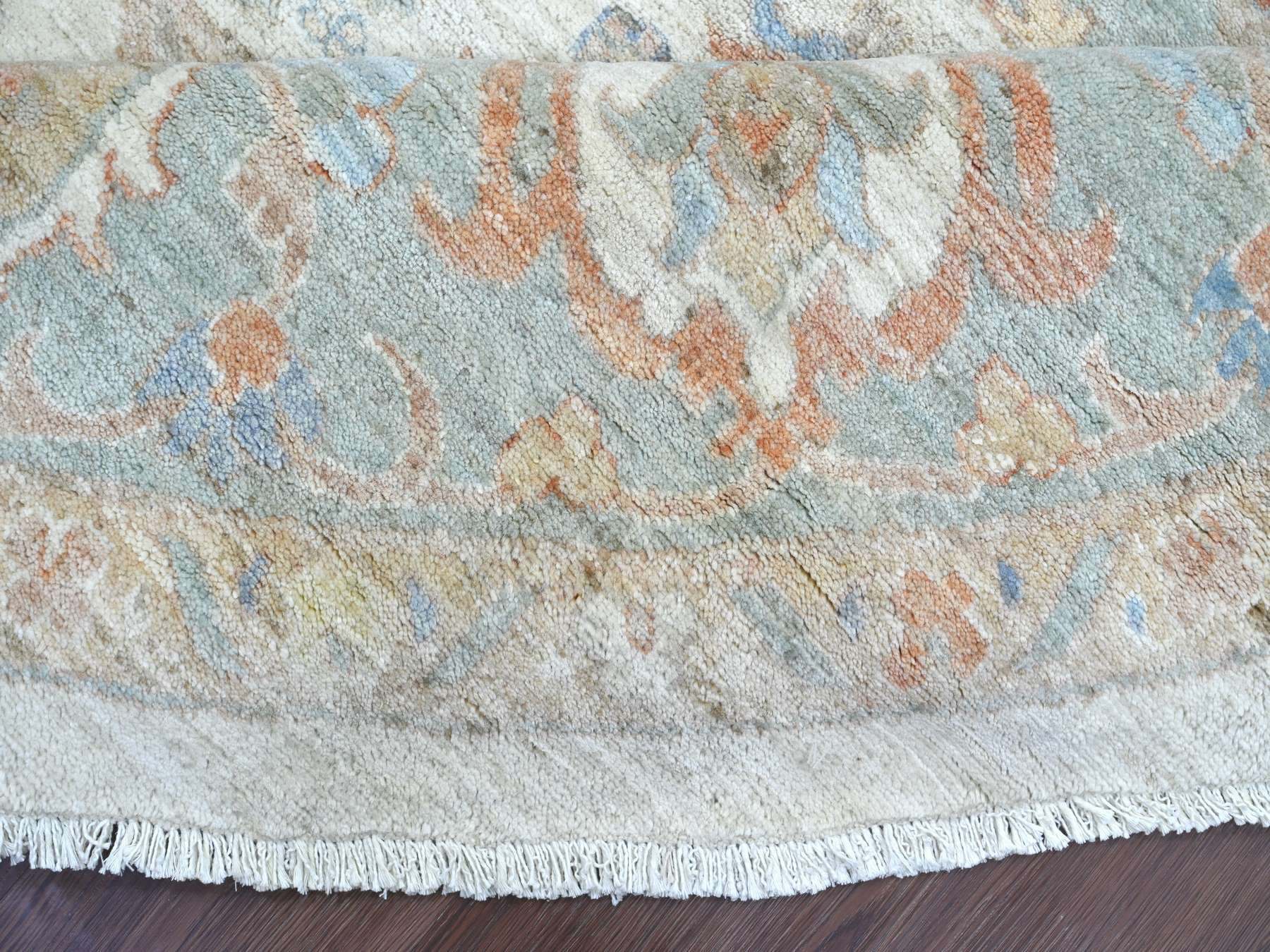 Peshawar Oushak hand-knotted wool rug in Ivory & Light Blue, 9'11" x 10'1" — SKU O022460 (view 6)