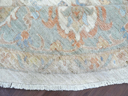 Peshawar Oushak hand-knotted wool rug in Ivory & Light Blue, 9'11" x 10'1" — SKU O022460 (view 6)