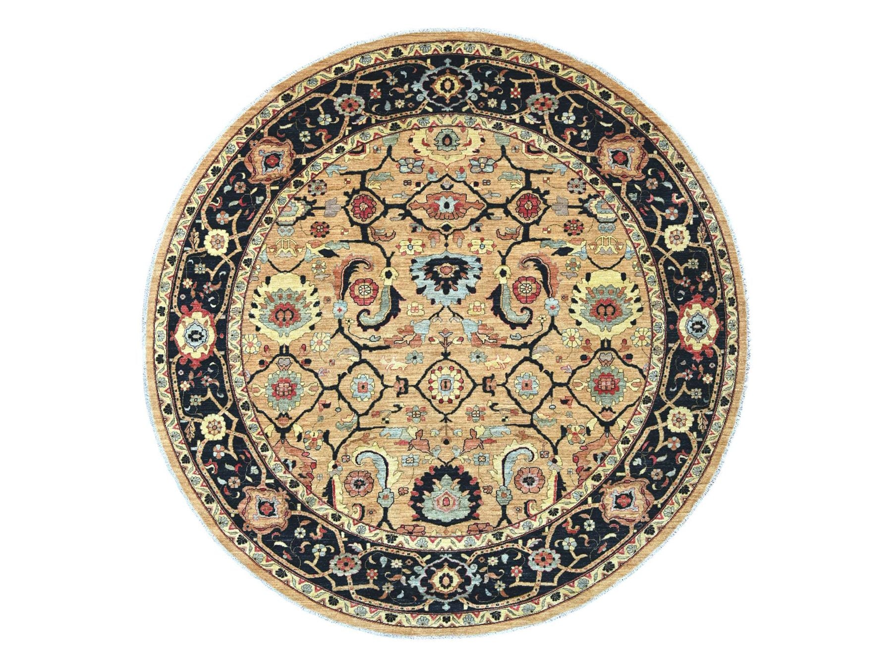 Brown 9'11" x 9'11" Oushak And Peshawar Hand knotted Wool Rug - Sku: O022461