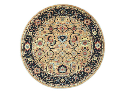 Brown 9'11" x 9'11" Oushak And Peshawar Hand knotted Wool Rug - Sku: O022461
