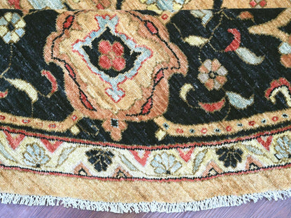 Brown 9'11" x 9'11" Oushak And Peshawar Hand knotted Wool Rug - Sku: O022461
