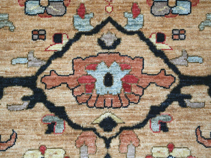 Brown 9'11" x 9'11" Oushak And Peshawar Hand knotted Wool Rug - Sku: O022461
