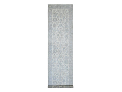 Oushak Oushak hand-knotted wool runner in Ivory & Gray, 3'10" x 15'7" — SKU O022462