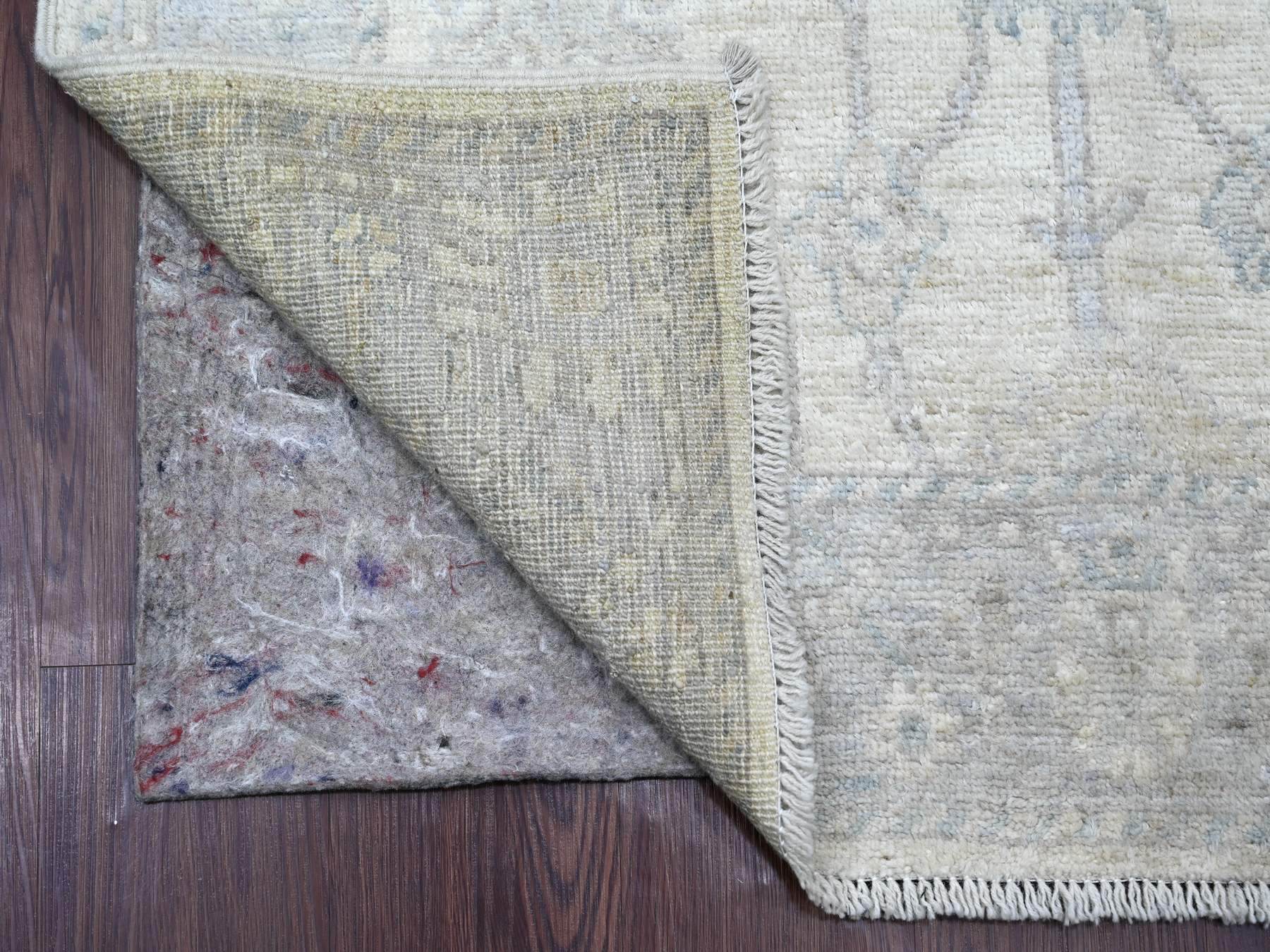 Oushak Oushak hand-knotted wool runner in Ivory & Gray, 3'10" x 15'7" — SKU O022462 (view 2)