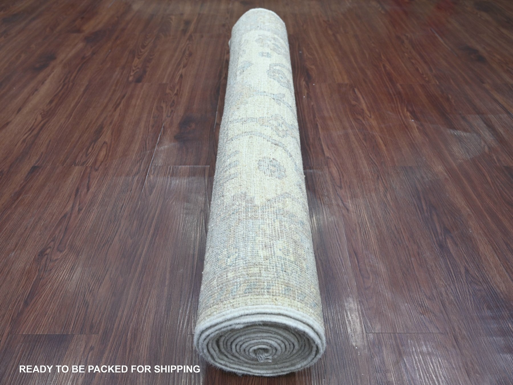 Oushak Oushak hand-knotted wool runner in Ivory & Gray, 3'10" x 15'7" — SKU O022462 (view 4)