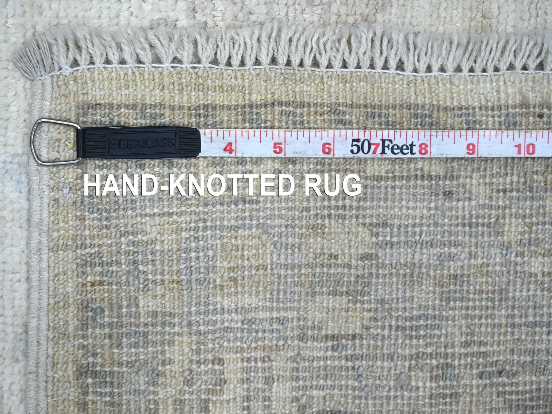 Oushak Oushak hand-knotted wool runner in Ivory & Gray, 3'10" x 15'7" — SKU O022462 (view 6)