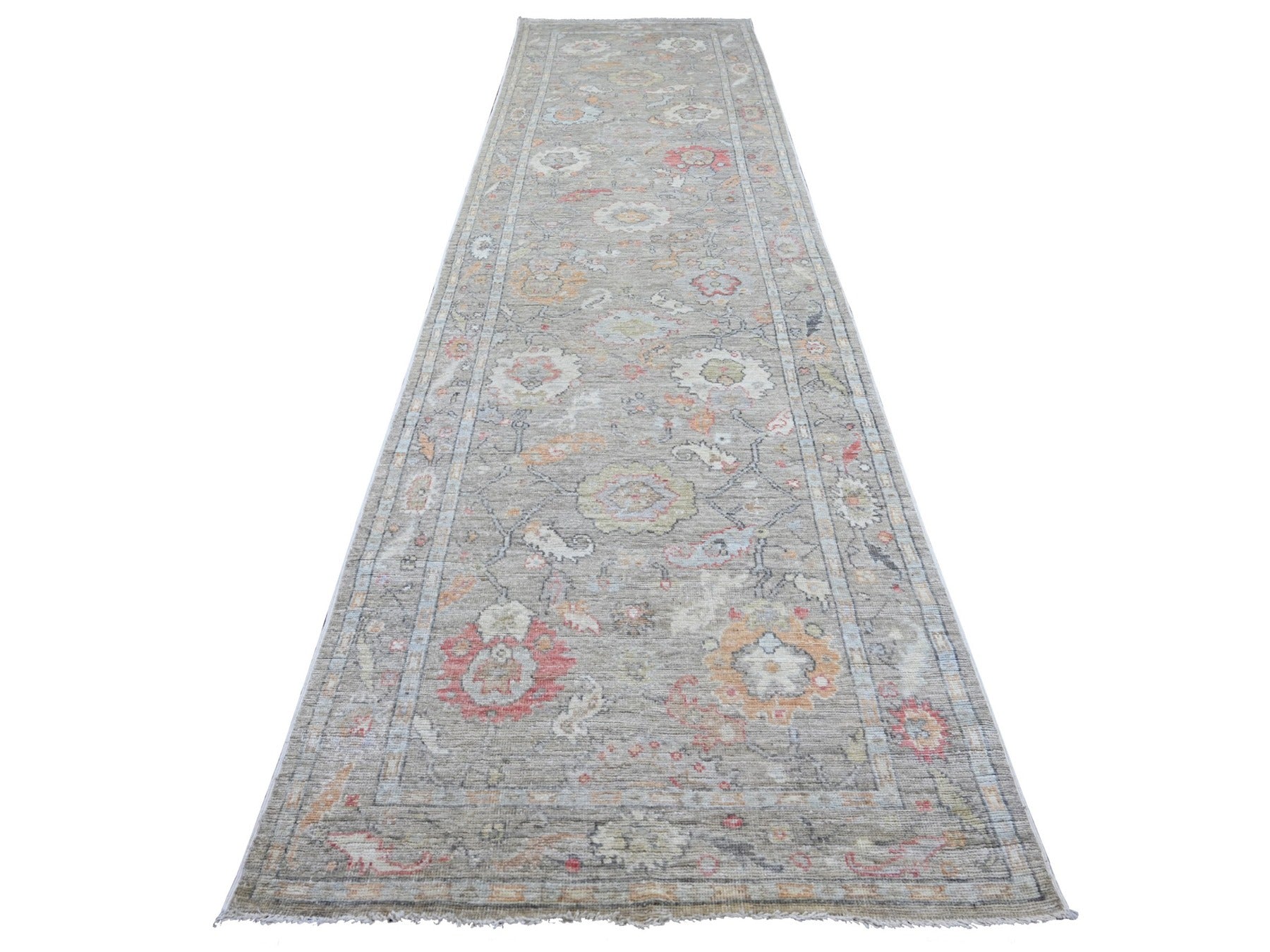 Oushak Oushak hand-knotted wool runner in Gray, 4'1" x 15'1" — SKU O022463