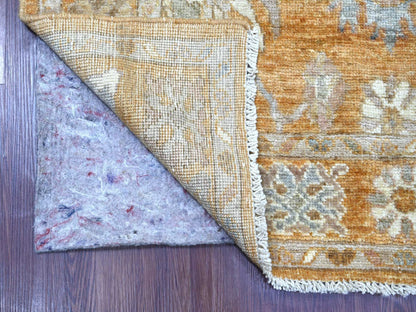 Brown 4'0" x 11'11" Oushak And Peshawar Hand knotted Wool Rug - Sku: O022465
