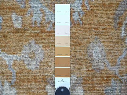 Brown 4'0" x 11'11" Oushak And Peshawar Hand knotted Wool Rug - Sku: O022465