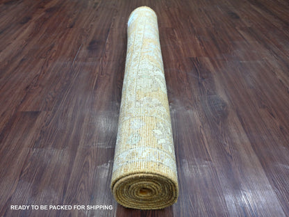 Brown 4'0" x 11'11" Oushak And Peshawar Hand knotted Wool Rug - Sku: O022465