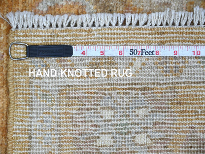 Brown 4'0" x 11'11" Oushak And Peshawar Hand knotted Wool Rug - Sku: O022465