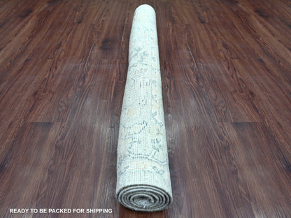 Grey 4'0" x 5'8" Oushak And Peshawar Hand knotted Wool Rug - Sku: O022467