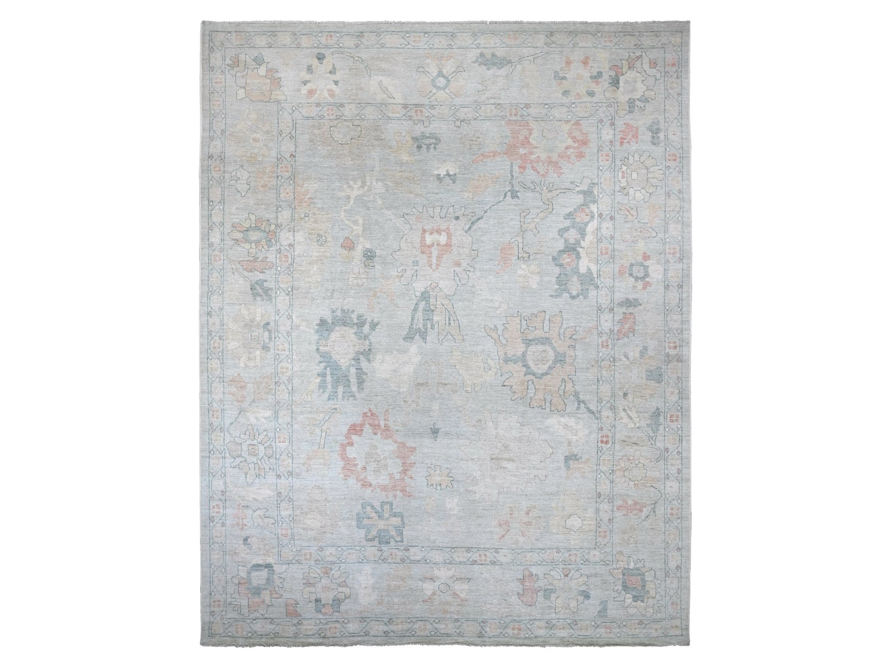 Blue 11'8" x 15'2" Oushak And Peshawar Hand knotted Wool Rug - Sku: O022468