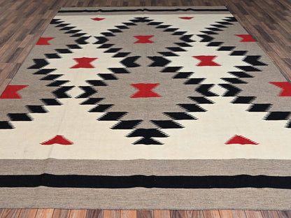 Brown 9'1" x 11'11" Flat Weave Hand woven Wool Rug - Sku: O02246