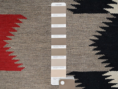 Brown 9'1" x 11'11" Flat Weave Hand woven Wool Rug - Sku: O02246