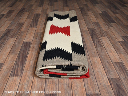 Brown 9'1" x 11'11" Flat Weave Hand woven Wool Rug - Sku: O02246