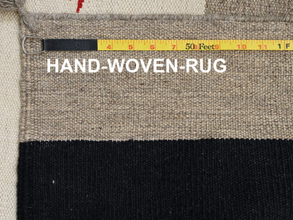 Brown 9'1" x 11'11" Flat Weave Hand woven Wool Rug - Sku: O02246