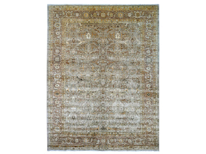 Peshawar Tribal & Geometric hand-knotted wool rug in Gray & Brown, 11'11" x 15'4" — SKU O022470