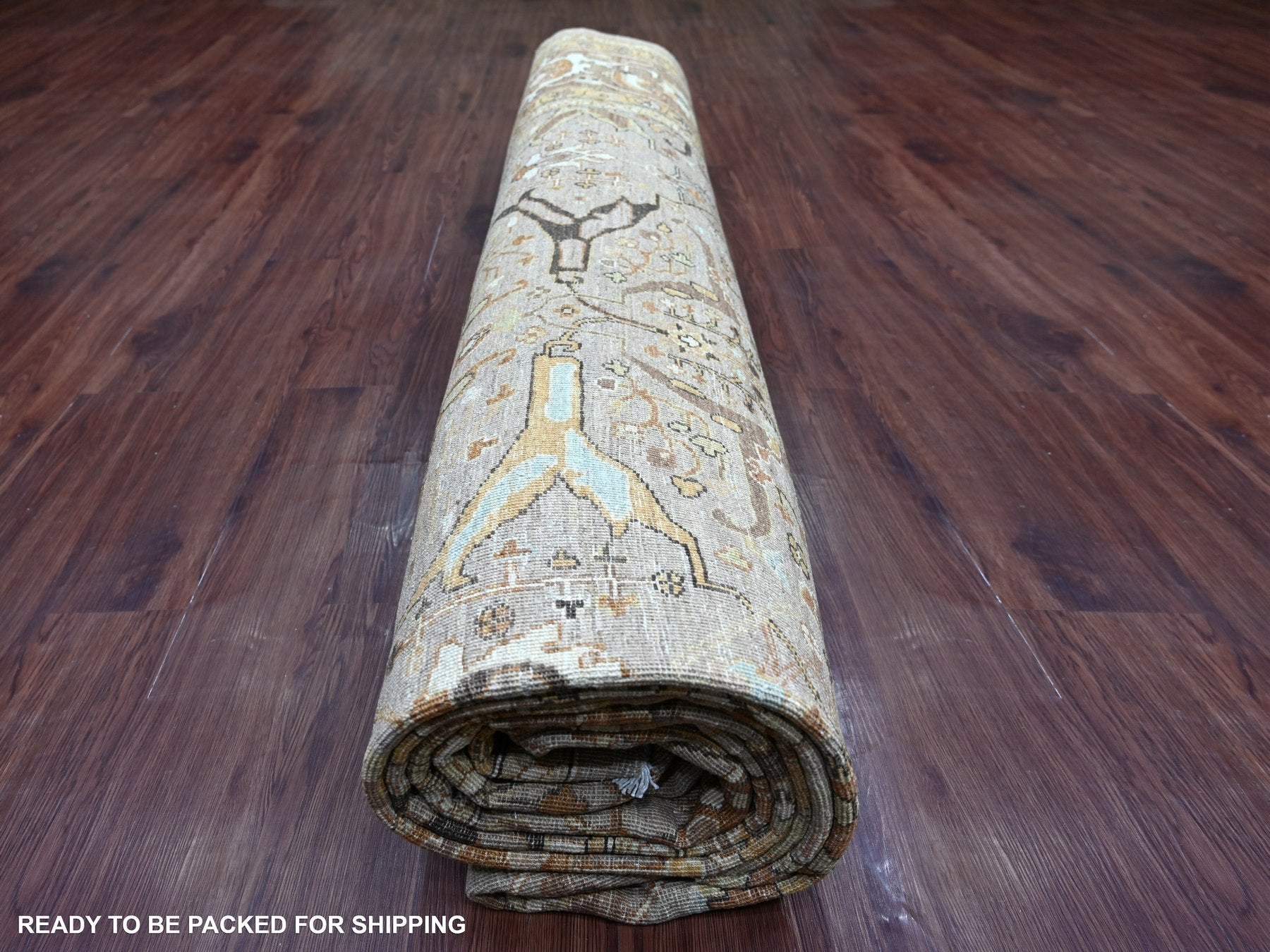 Peshawar Tribal & Geometric hand-knotted wool rug in Gray & Brown, 11'11" x 15'4" — SKU O022470 (view 9)