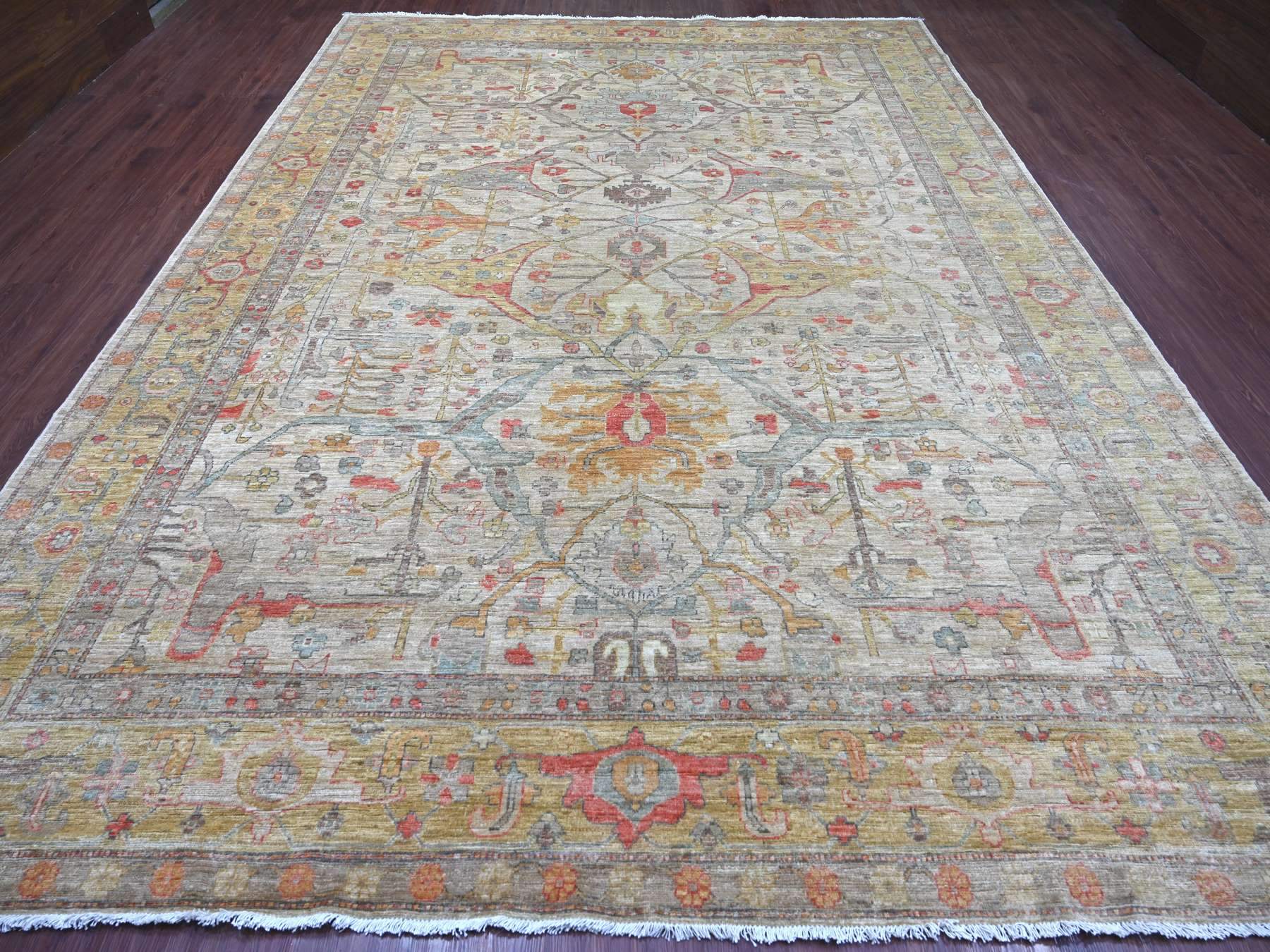 Grey 9'10" x 13'5" Tribal & Geometric Hand knotted Wool Rug - Sku: O022472