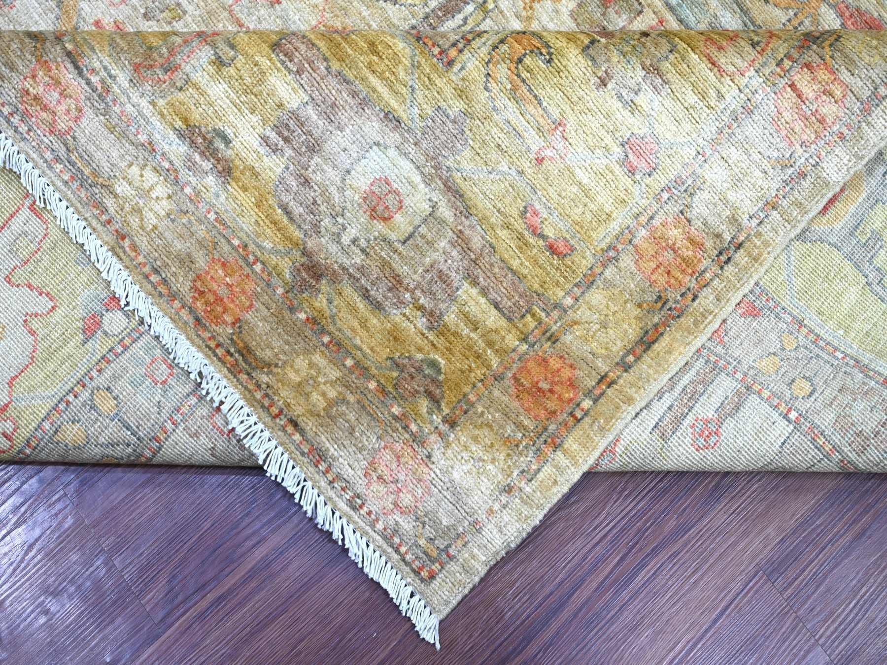 Peshawar Tribal & Geometric hand-knotted wool rug in Gray & Gold, 9'10" x 13'5" — SKU O022472 (view 6)