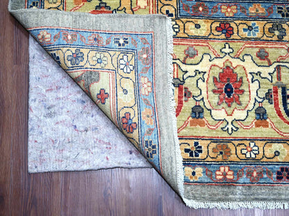 Peshawar Tribal & Geometric hand-knotted wool rug in Gray & Ivory, 11'7" x 15'5" — SKU O022473 (view 4)