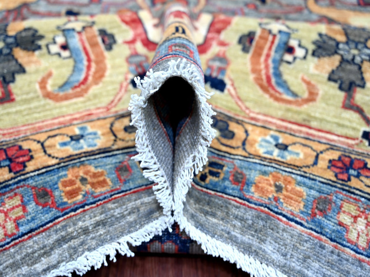 Peshawar Tribal & Geometric hand-knotted wool rug in Gray & Ivory, 11'7" x 15'5" — SKU O022473 (view 5)