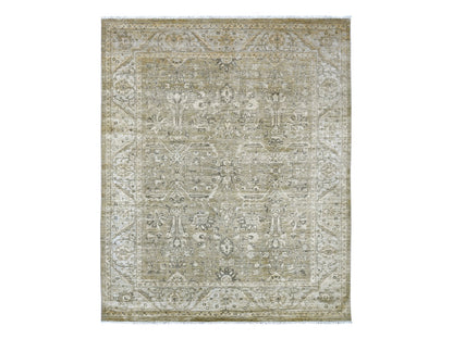 Green 8'1" x 9'9" Oushak And Peshawar Hand knotted Wool Rug - Sku: O022476