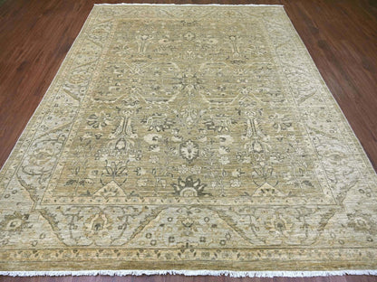 Green 8'1" x 9'9" Oushak And Peshawar Hand knotted Wool Rug - Sku: O022476