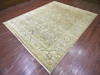 Green 8'1" x 9'9" Oushak And Peshawar Hand knotted Wool Rug - Sku: O022476