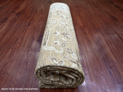 Green 8'1" x 9'9" Oushak And Peshawar Hand knotted Wool Rug - Sku: O022476