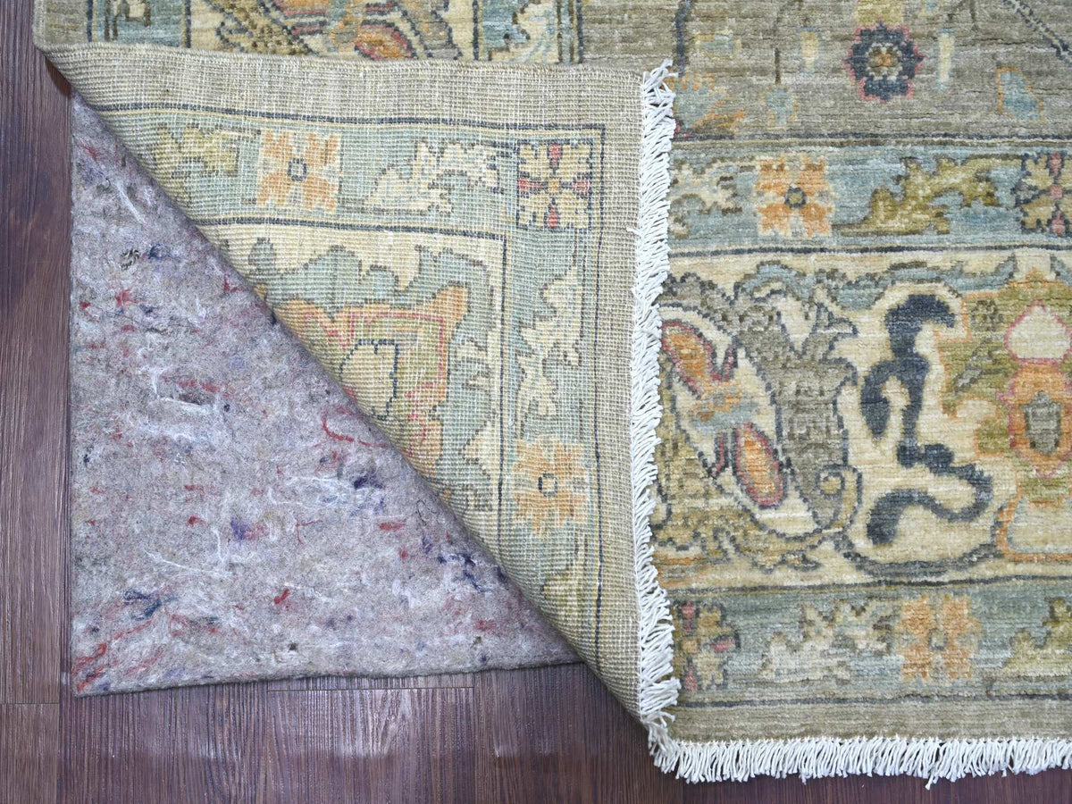 Peshawar Tribal & Geometric hand-knotted wool rug in Gray & Ivory, 8'5" x 9'8" — SKU O022478 (view 4)