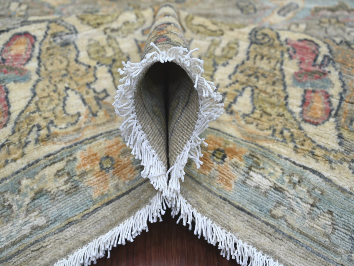 Peshawar Tribal & Geometric hand-knotted wool rug in Gray & Ivory, 8'5" x 9'8" — SKU O022478 (view 5)