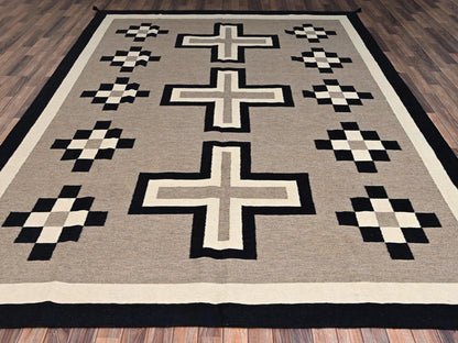 Brown 9'1" x 11'10" Flat Weave Hand woven Wool Rug - Sku: O02247