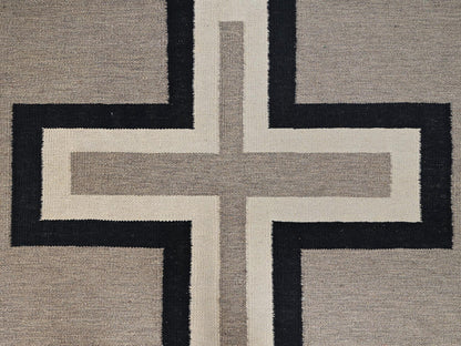 Brown 9'1" x 11'10" Flat Weave Hand woven Wool Rug - Sku: O02247