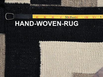 Brown 9'1" x 11'10" Flat Weave Hand woven Wool Rug - Sku: O02247