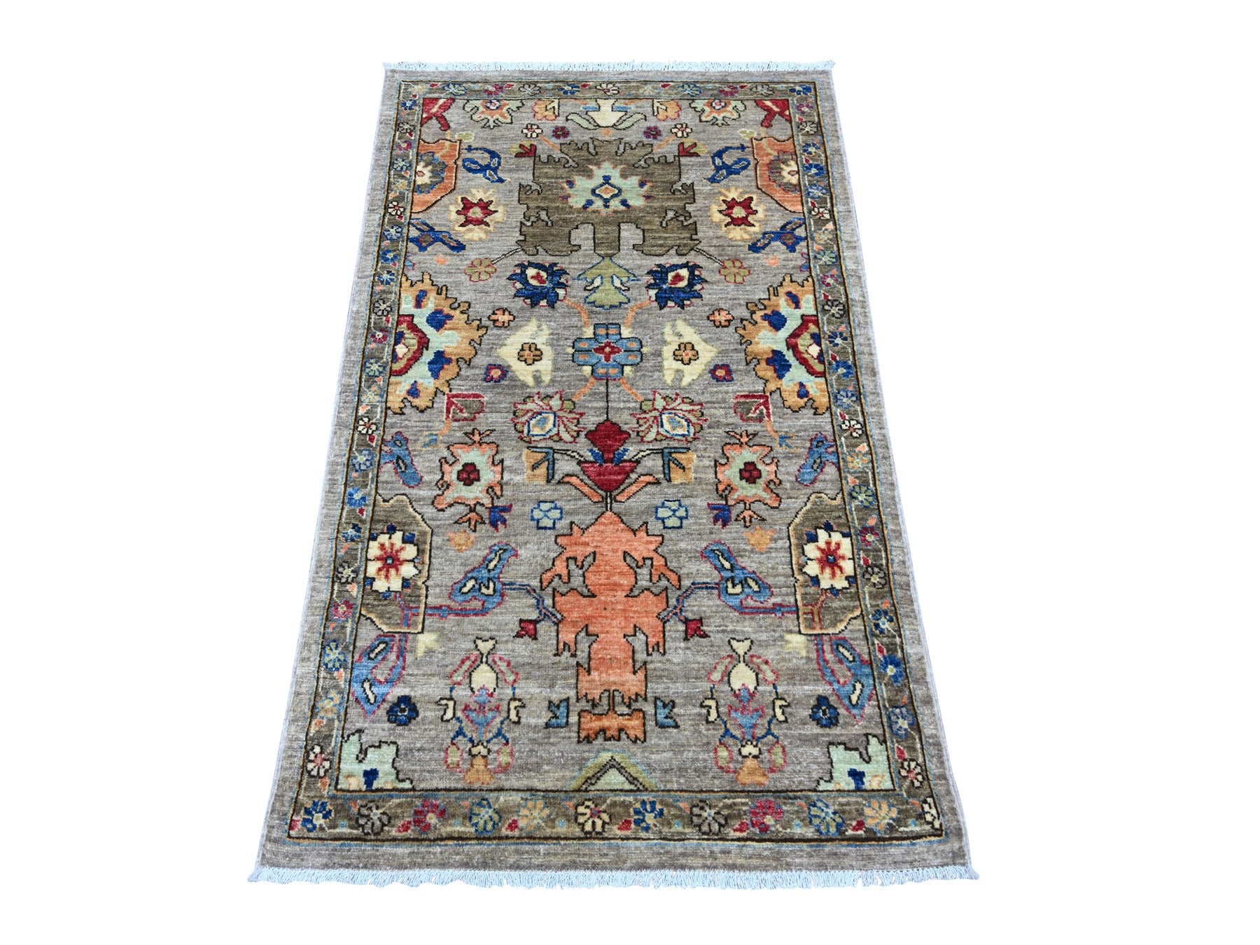 Heriz Tribal & Geometric hand-knotted wool rug in Gray & Brown, 2'11" x 4'9" — SKU O022482
