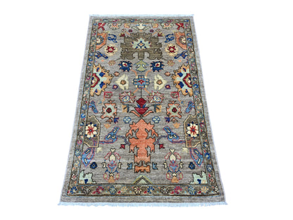 Heriz Tribal & Geometric hand-knotted wool rug in Gray & Brown, 2'11" x 4'9" — SKU O022482