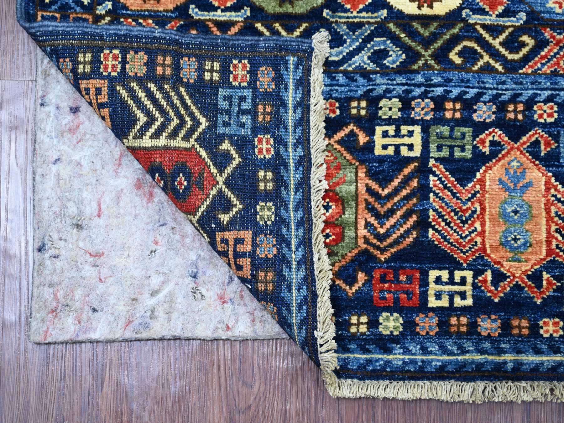 Blue 2'11" x 7'9" Tribal & Geometric Hand knotted Wool Rug - Sku: O022483