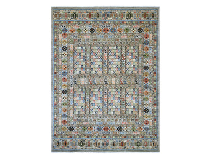 Ersari Tribal & Geometric hand-knotted wool rug in Gray, 9'1" x 12' — SKU O022484